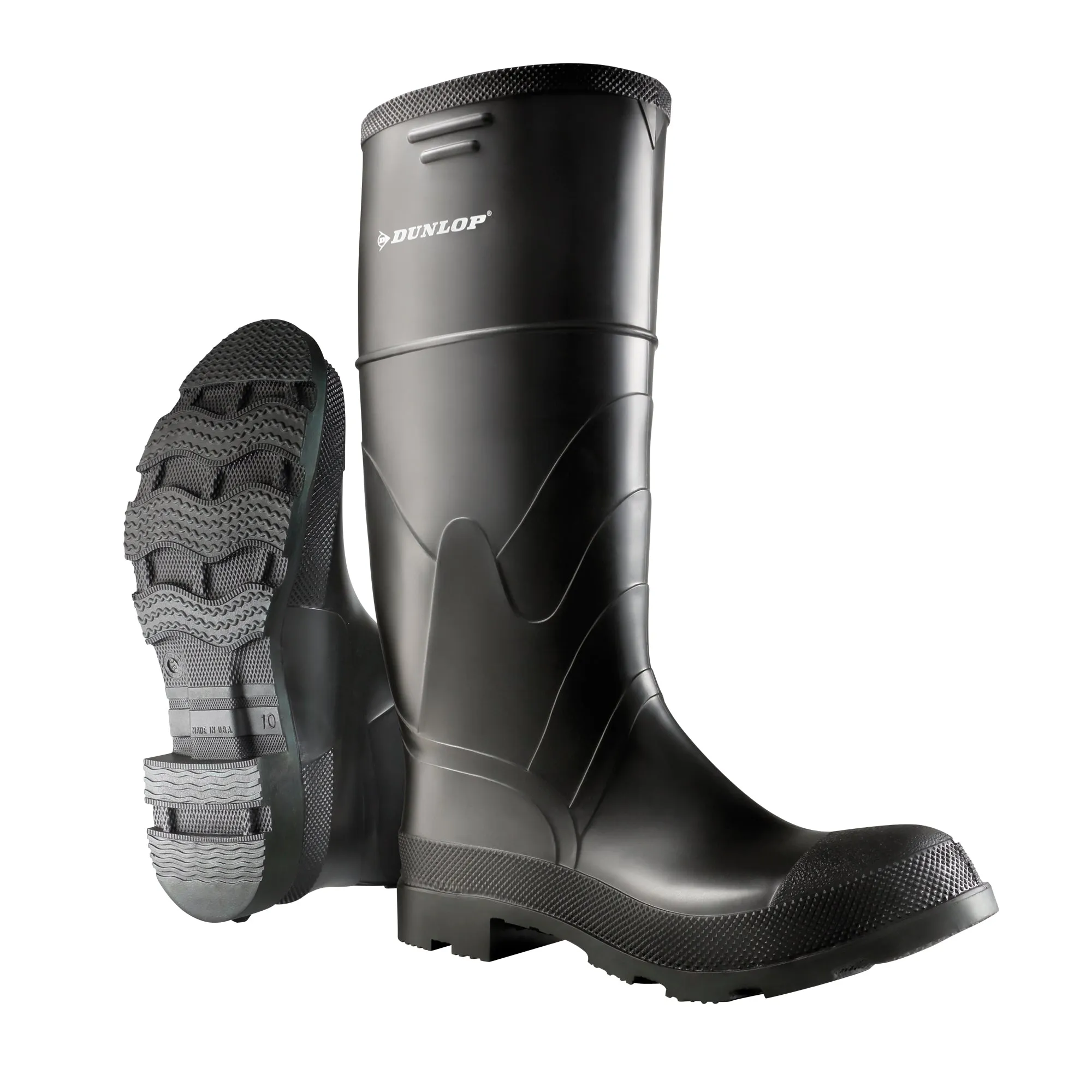16" Economy Boots, PVC, Steel Toe, Size 8, Puncture Resistant Sole