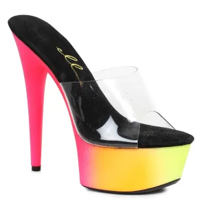 609-SHERBERT 6" Inch Rainbow Design NEON Mule