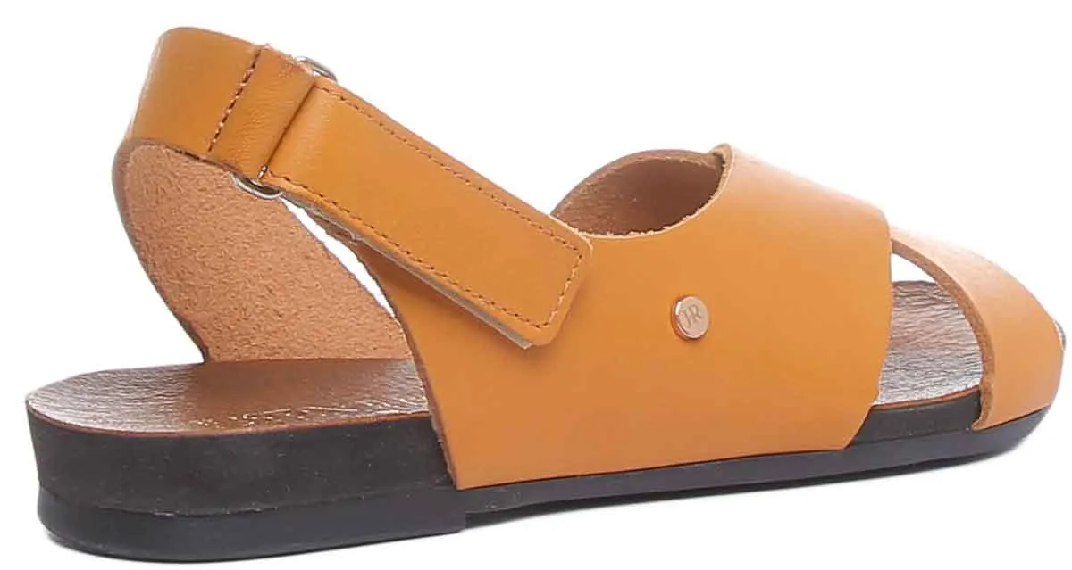 7600 Leather Buckle Sandal In Mustard