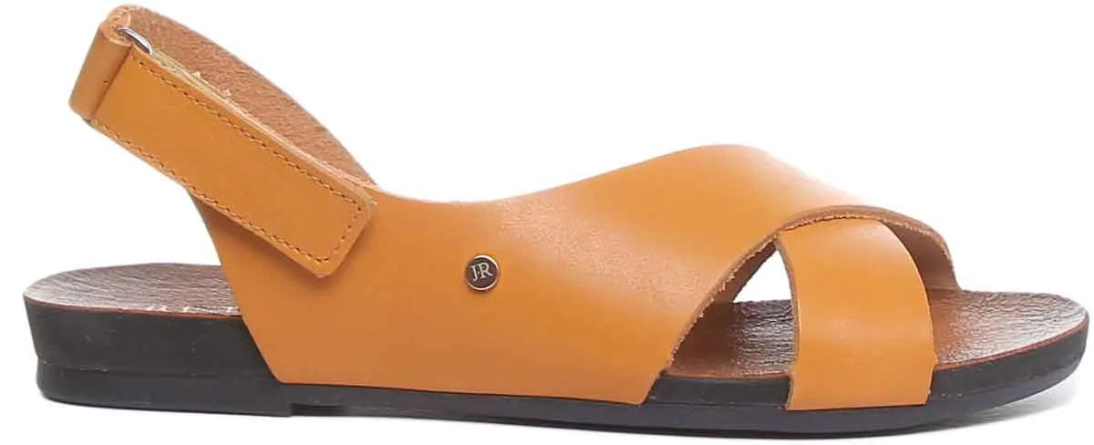 7600 Leather Buckle Sandal In Mustard