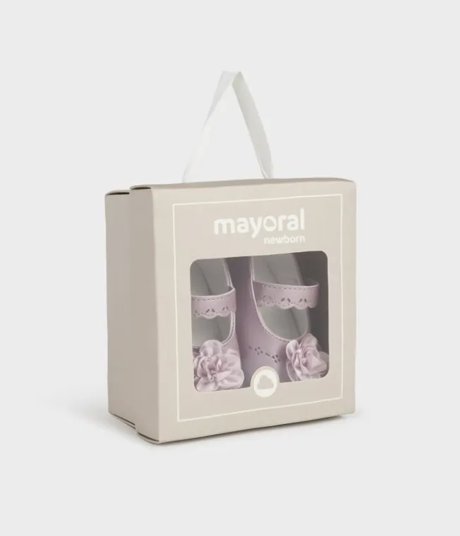 9688 Mayoral Baby Girls Dressy Pointelle Leatherette Non-Skid Mary Jane - Violet Mauve