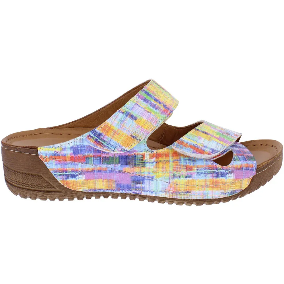 Adesso Clara Ladies Touch Fasten Wedge Mule Sandal Watercolour