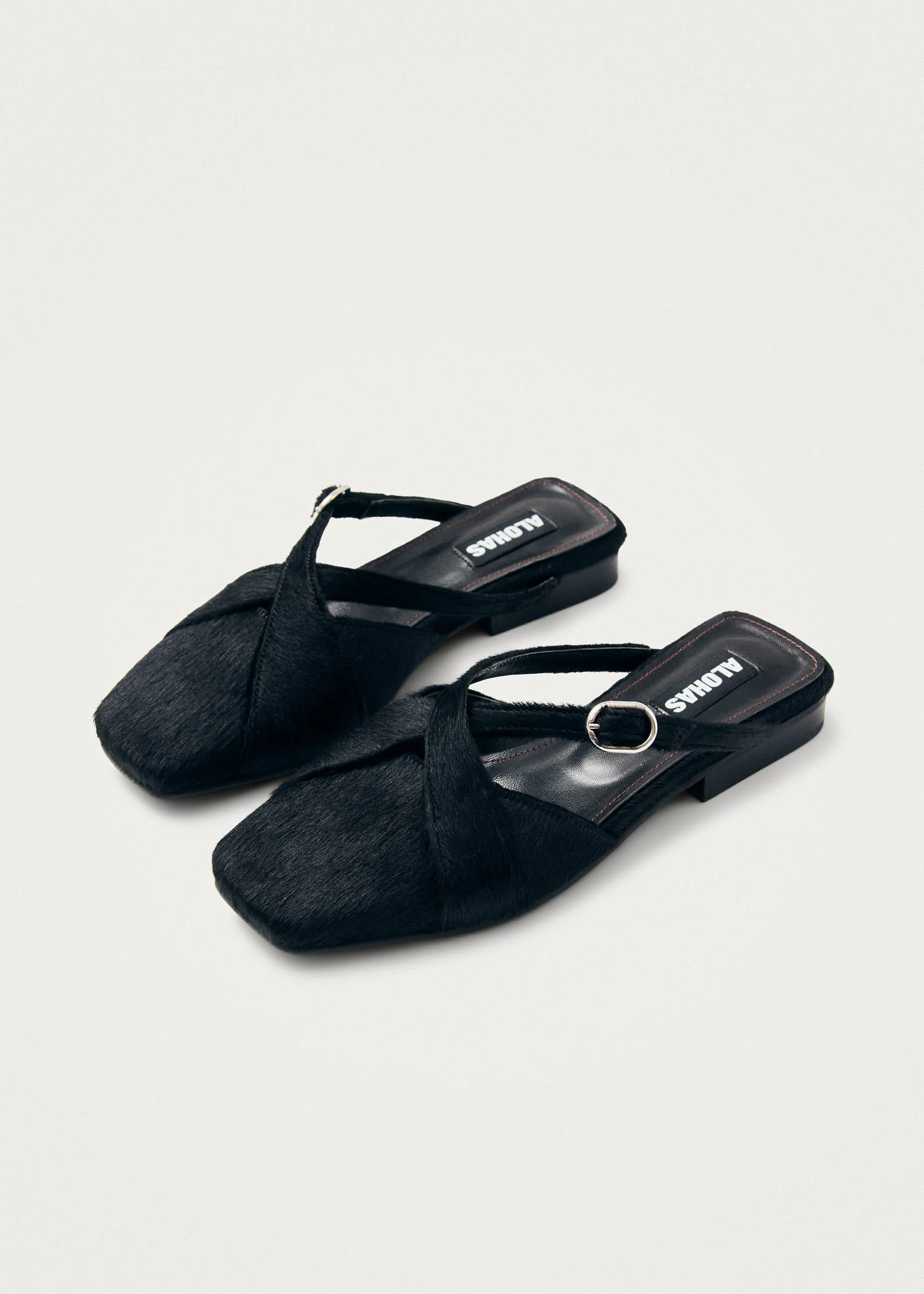 Adria Soft Black Leather Mules