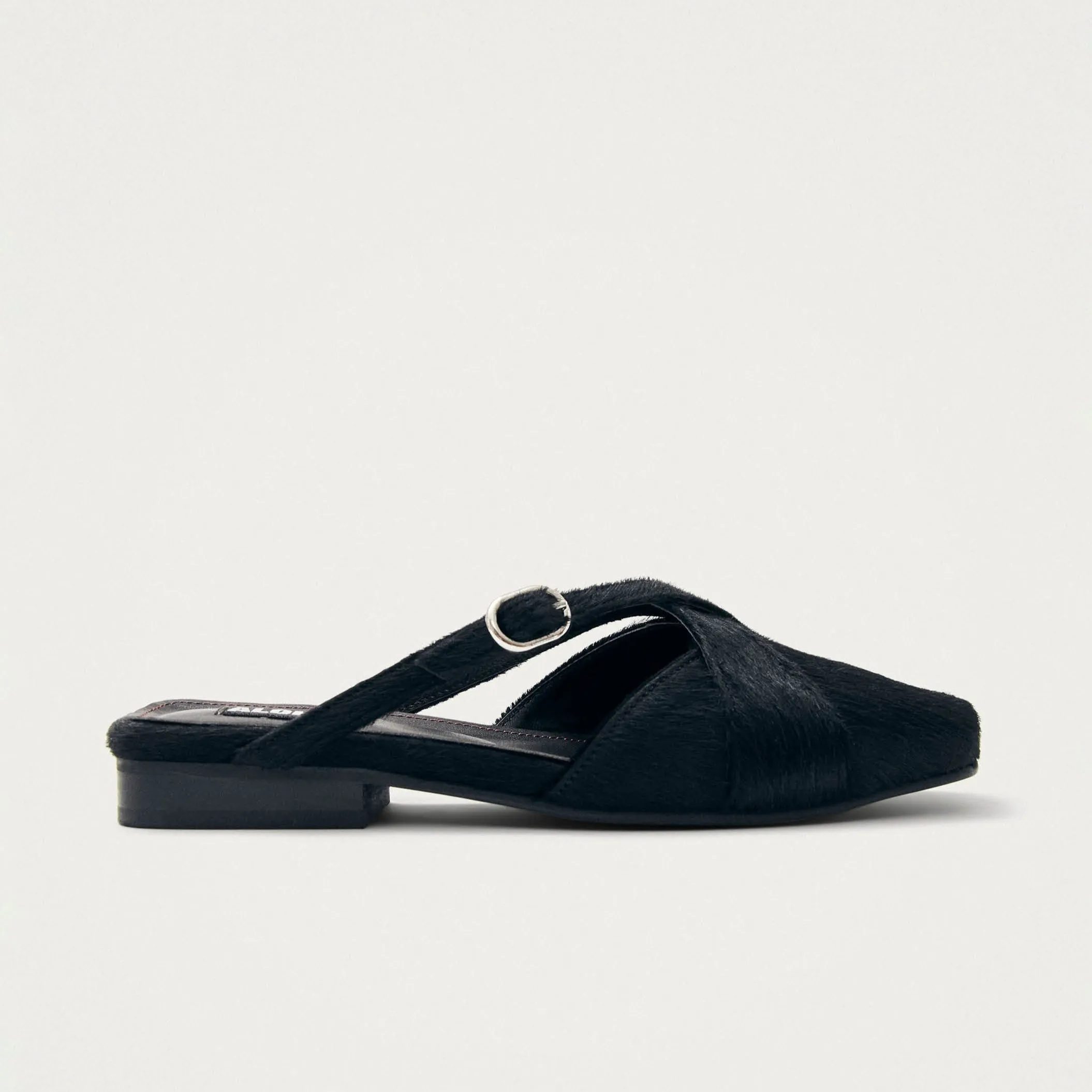 Adria Soft Black Leather Mules