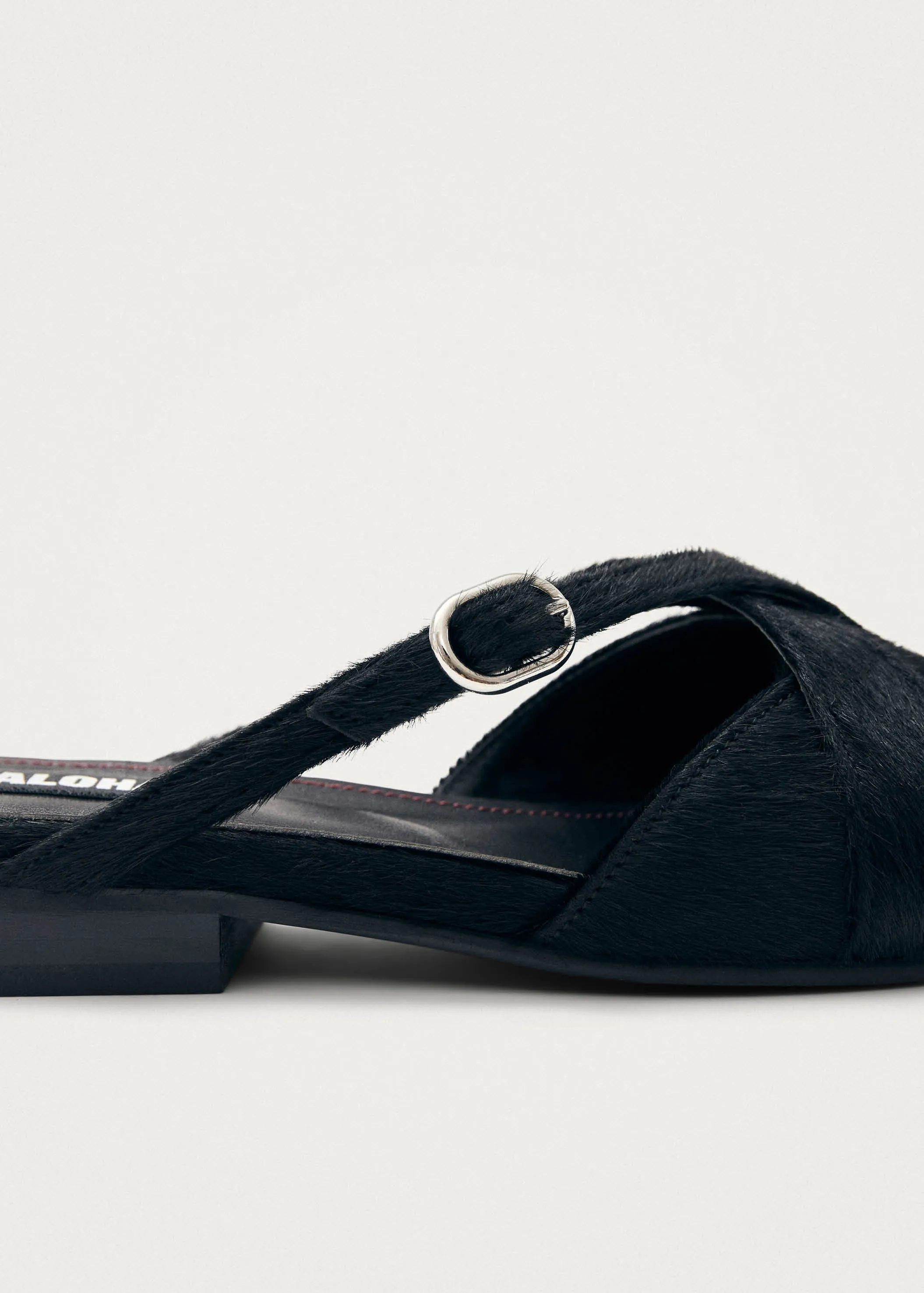 Adria Soft Black Leather Mules
