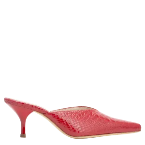 Alba Embossed Snake Mule — Red
