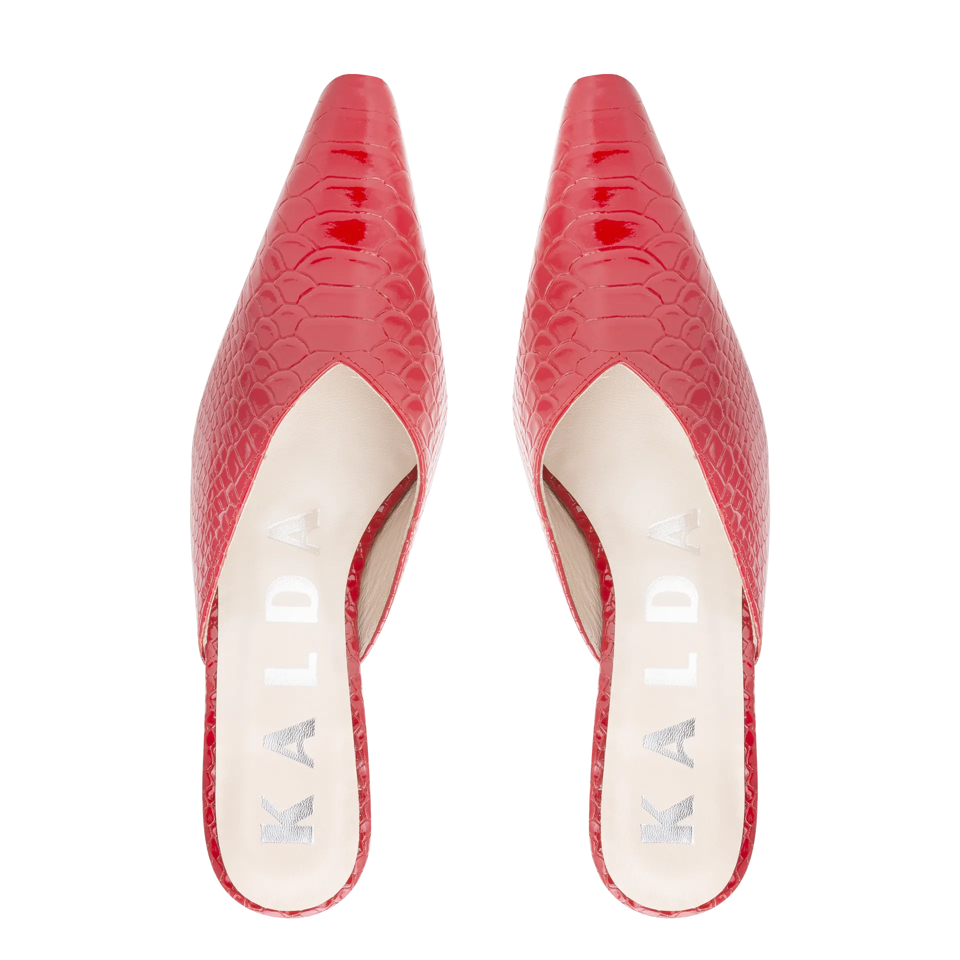 Alba Embossed Snake Mule — Red
