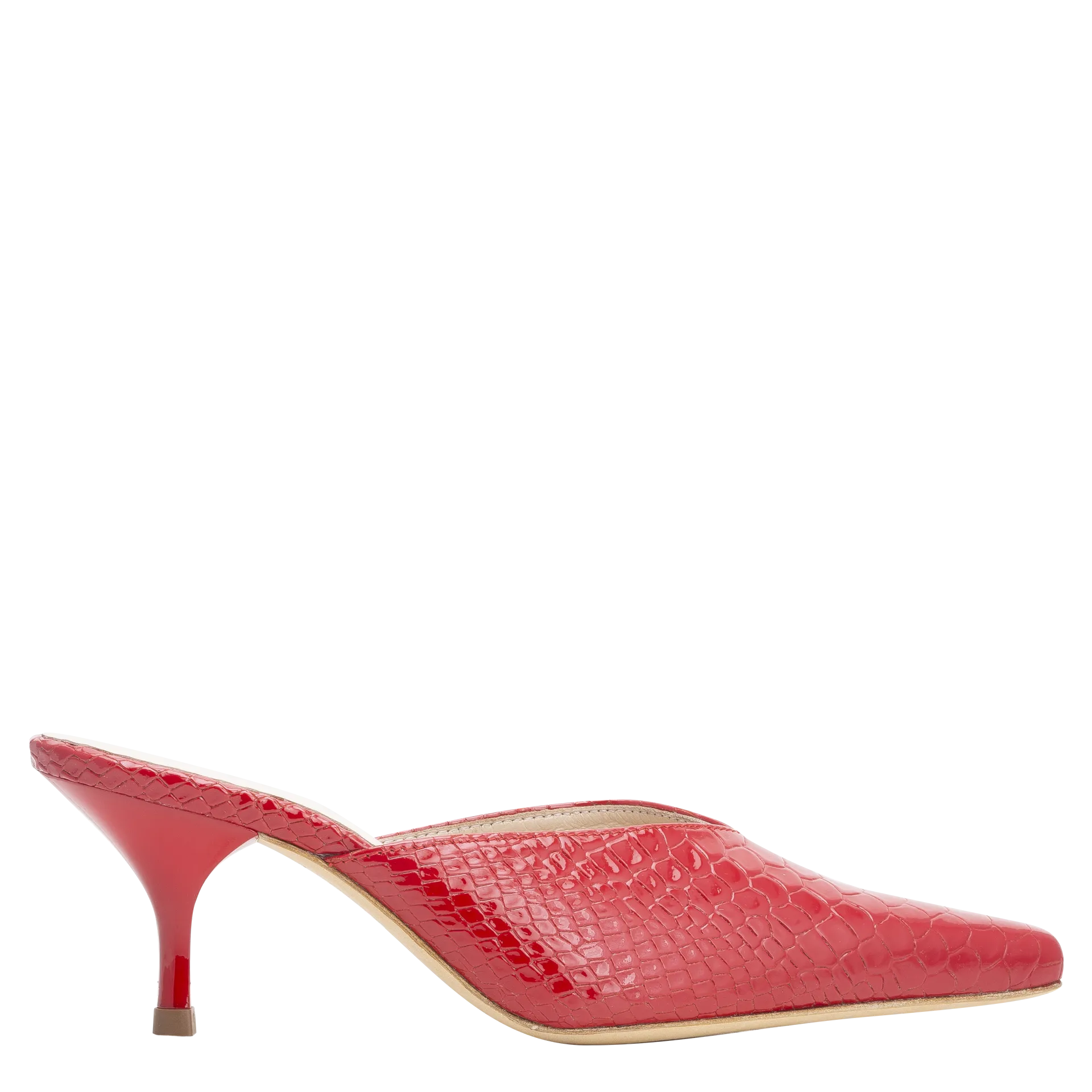 Alba Embossed Snake Mule — Red