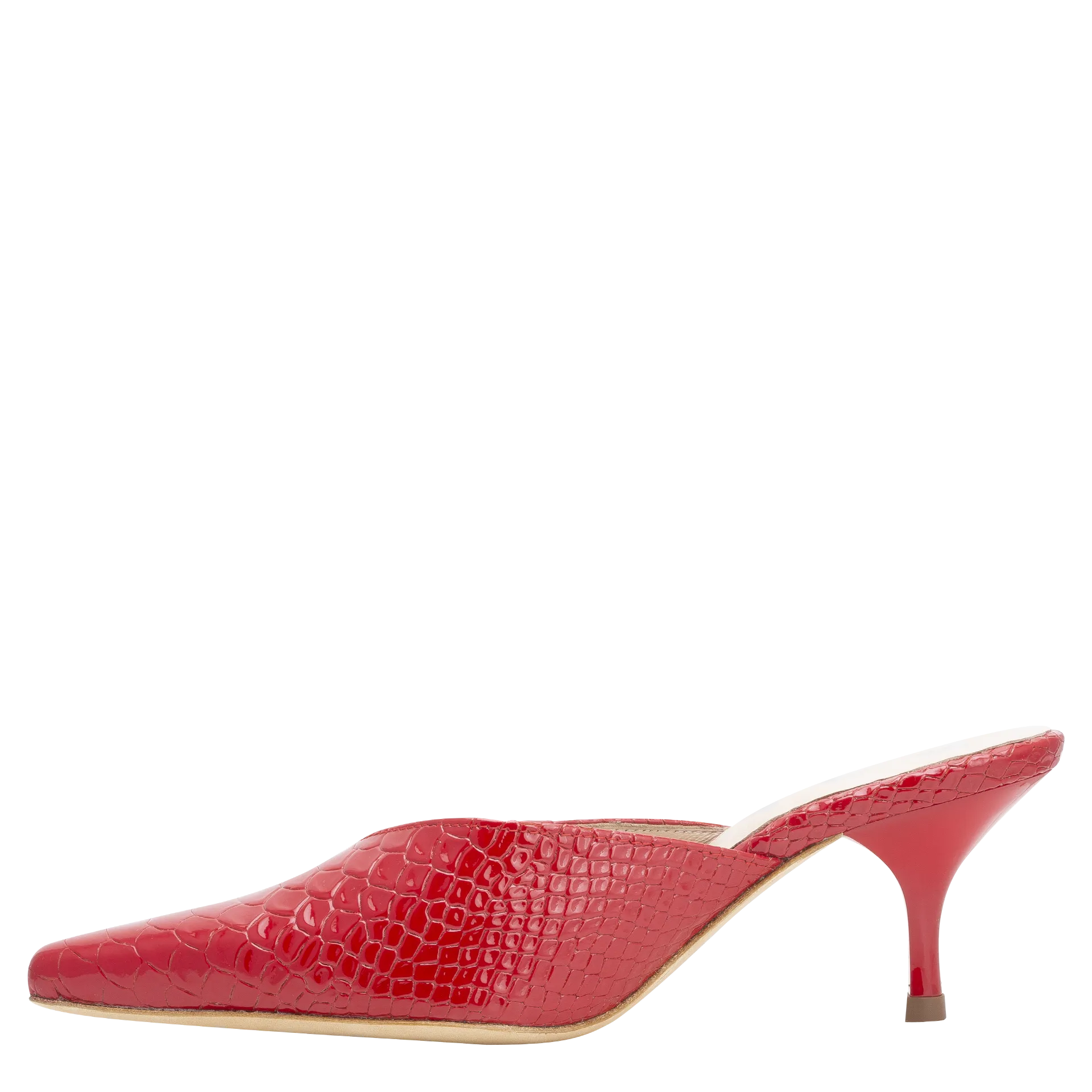 Alba Embossed Snake Mule — Red