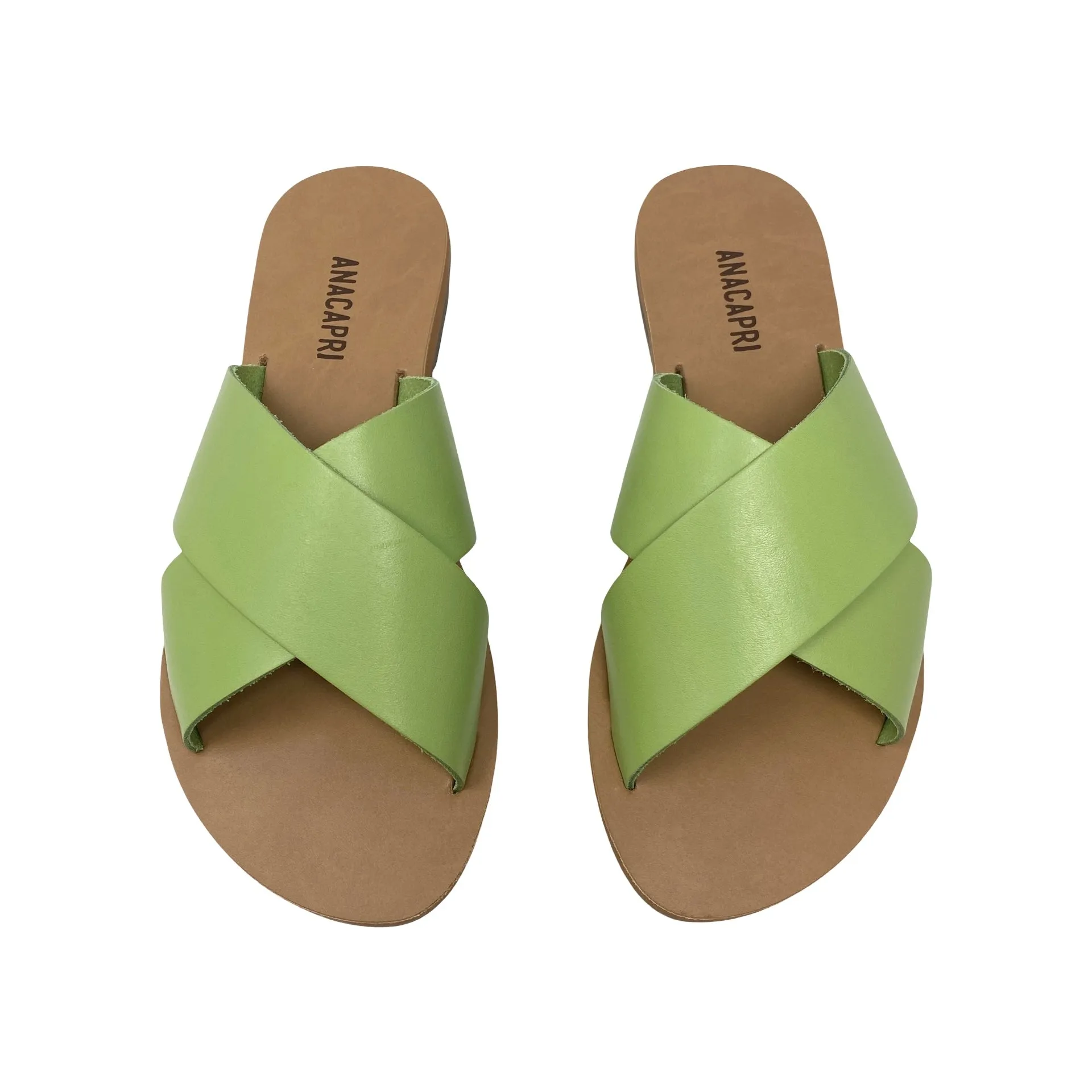 ANACAPRI Green Criss-Cross Sandals