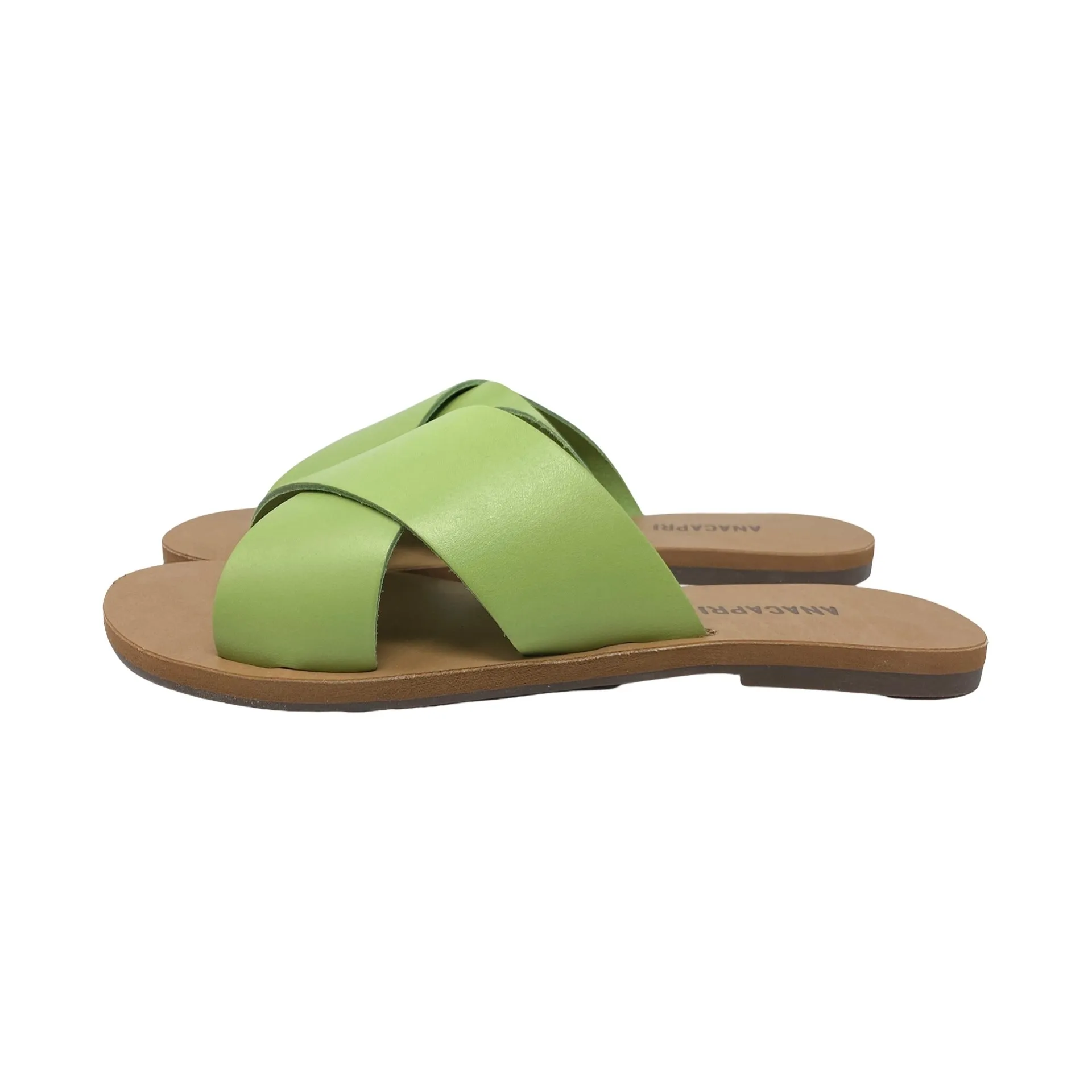 ANACAPRI Green Criss-Cross Sandals