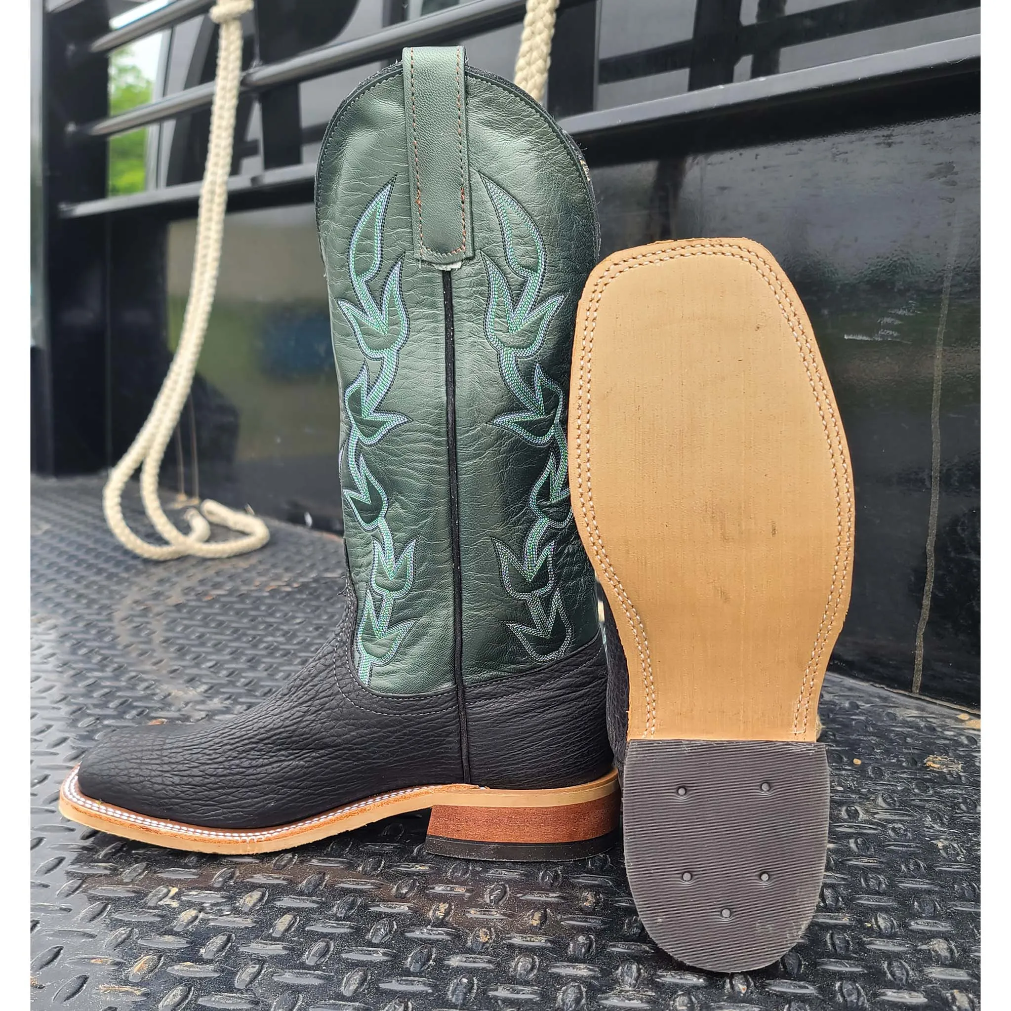 Anderson Bean Men's Black & Green Oiled Shark Boots