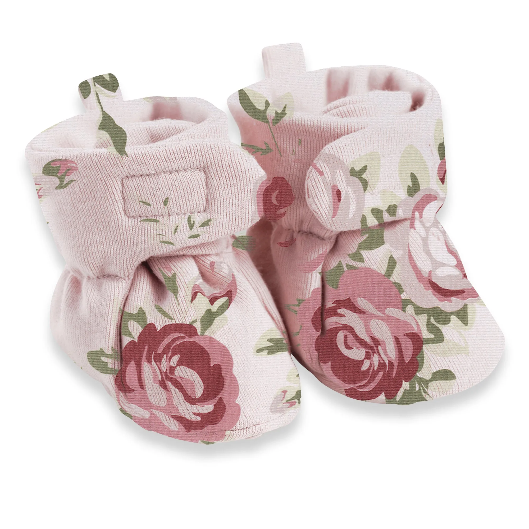 Baby Booties Cabbage Rose Mauve