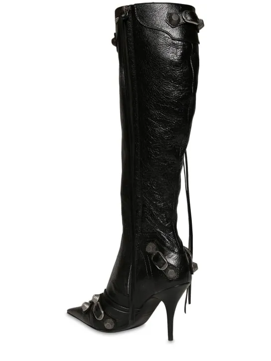Balenciaga   90mm Cagole leather tall boots 