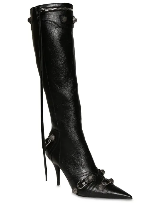 Balenciaga   90mm Cagole leather tall boots 
