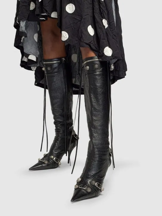 Balenciaga   90mm Cagole leather tall boots 