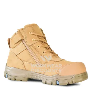 Bata Bazza Scuff Cap Mid Cut Zip Lace Safety Boots Wheat