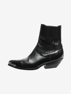 Black leather western ankle boots - size EU 36