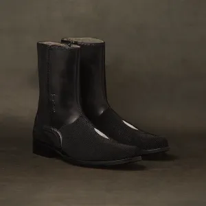 Black Stingray Zipper - Round Toe