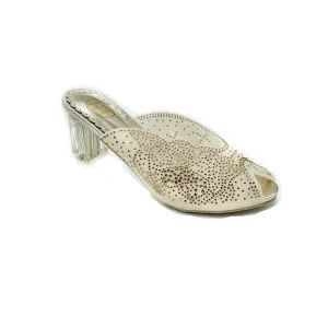 Block Heel Mule Sandal- Gold