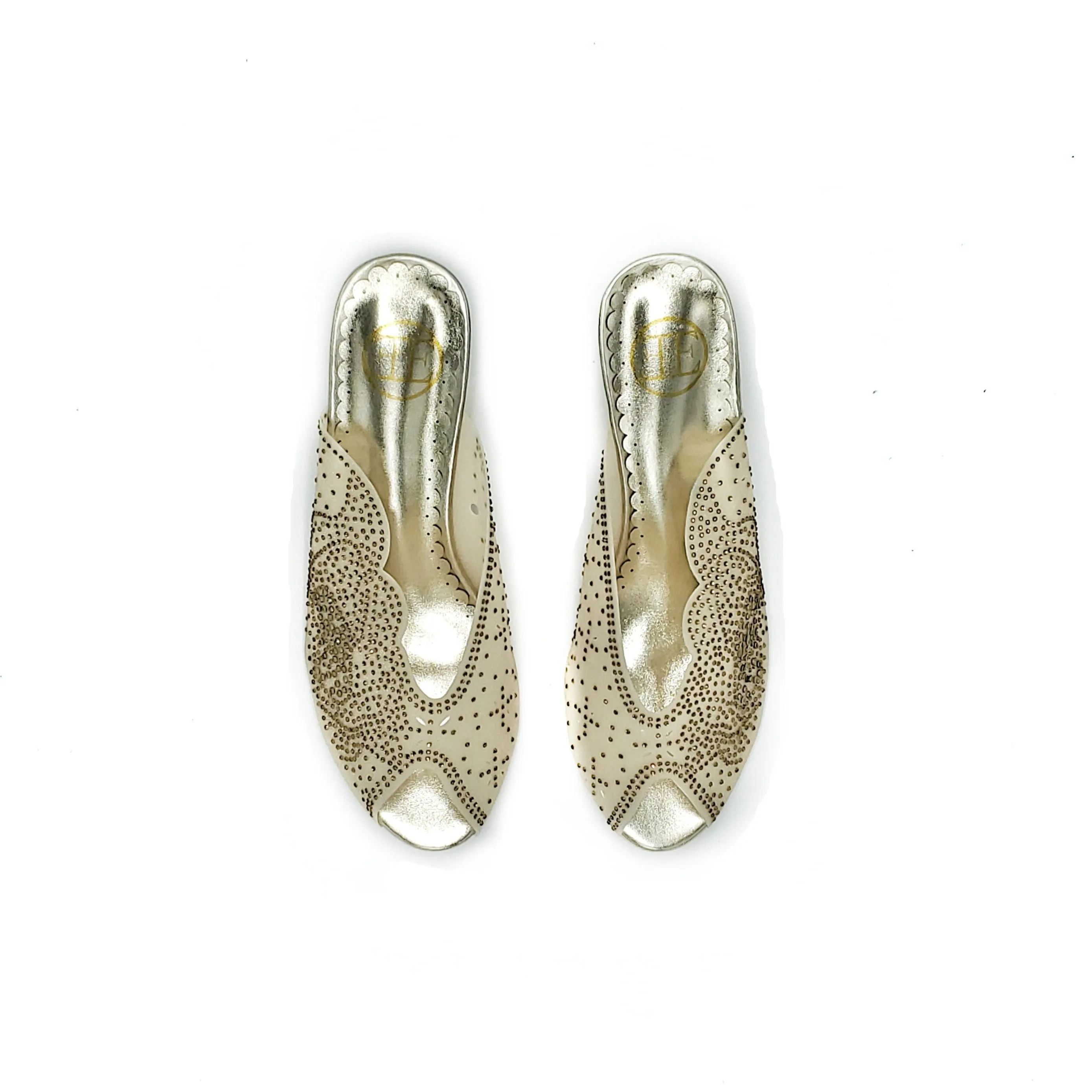 Block Heel Mule Sandal- Gold