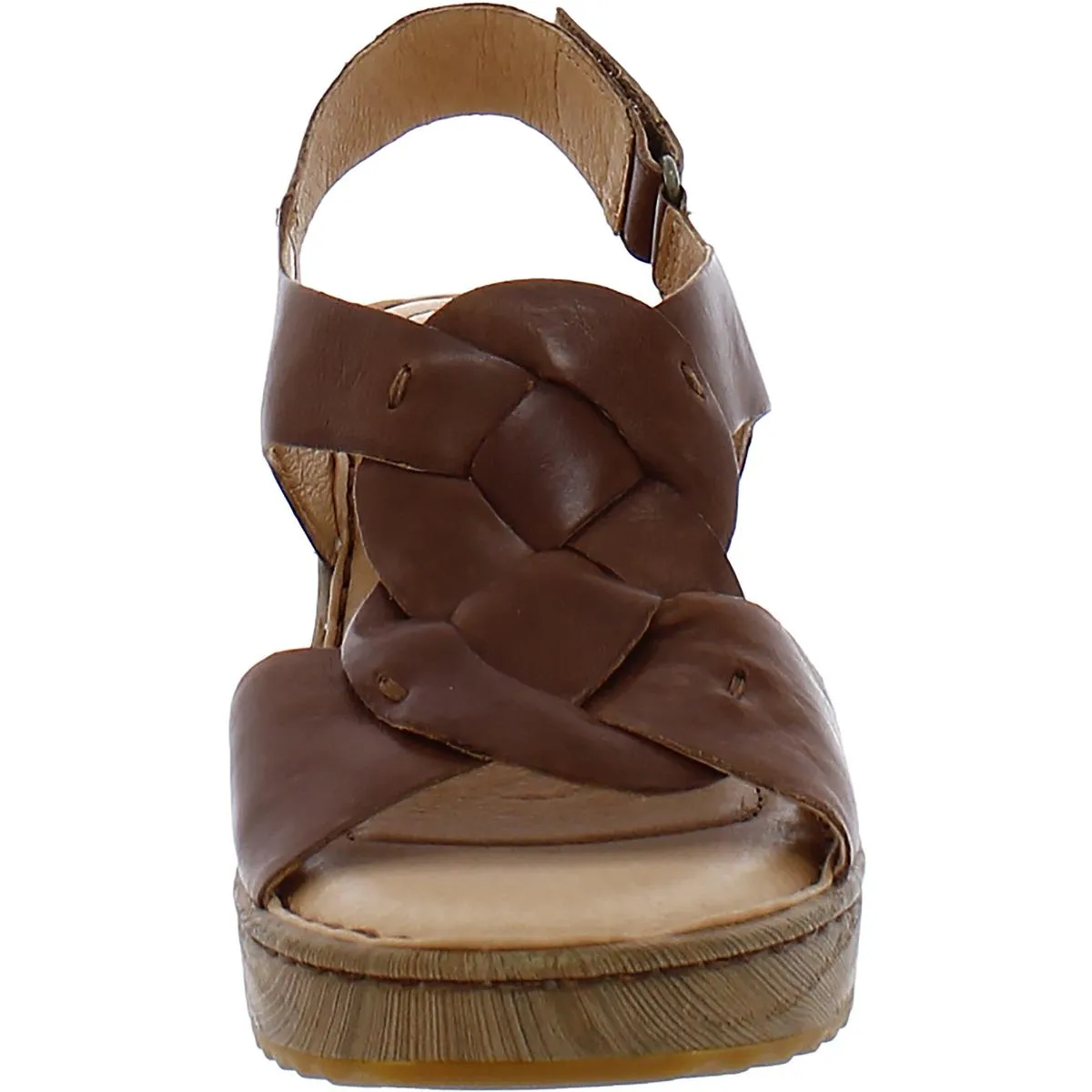 Born Womens Leather Adjustable Wedge Sandals