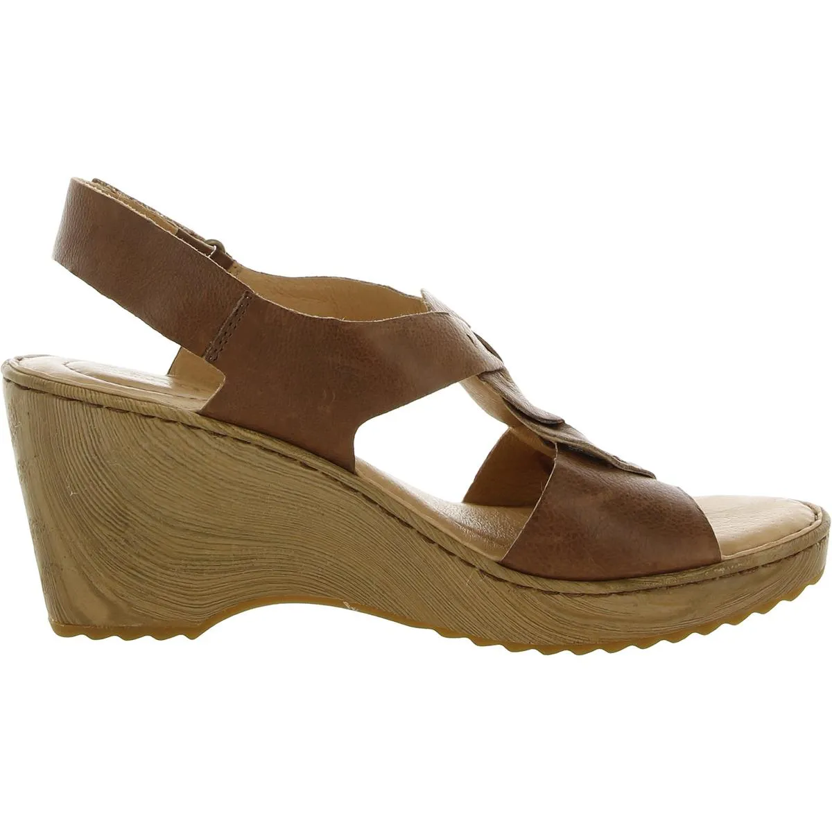 Born Womens Leather Adjustable Wedge Sandals