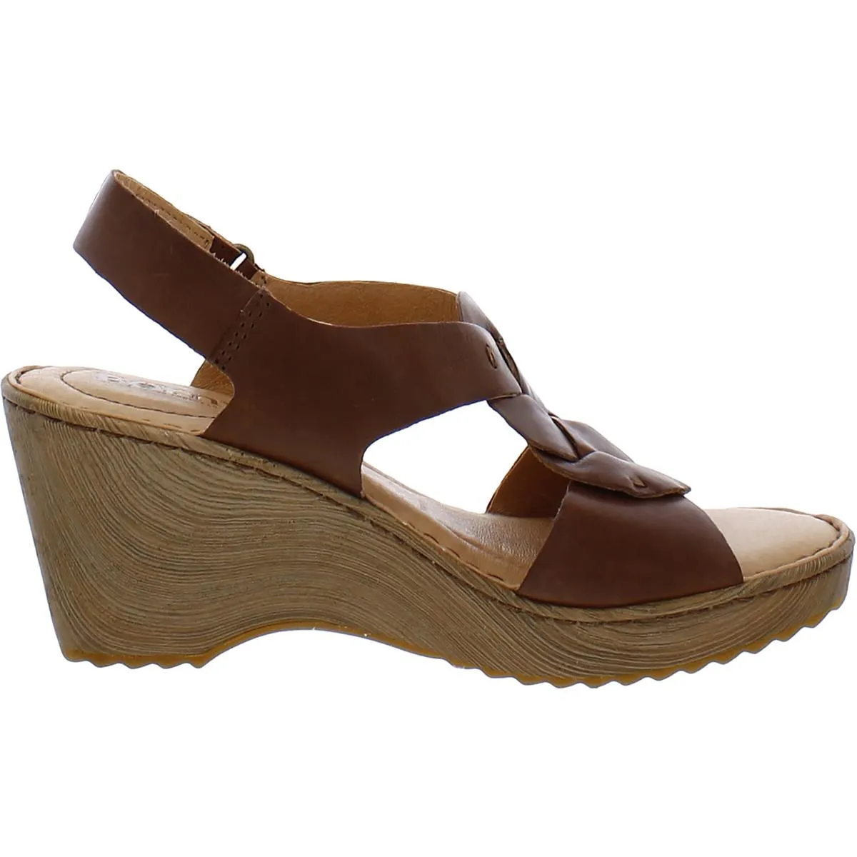 Born Womens Leather Adjustable Wedge Sandals