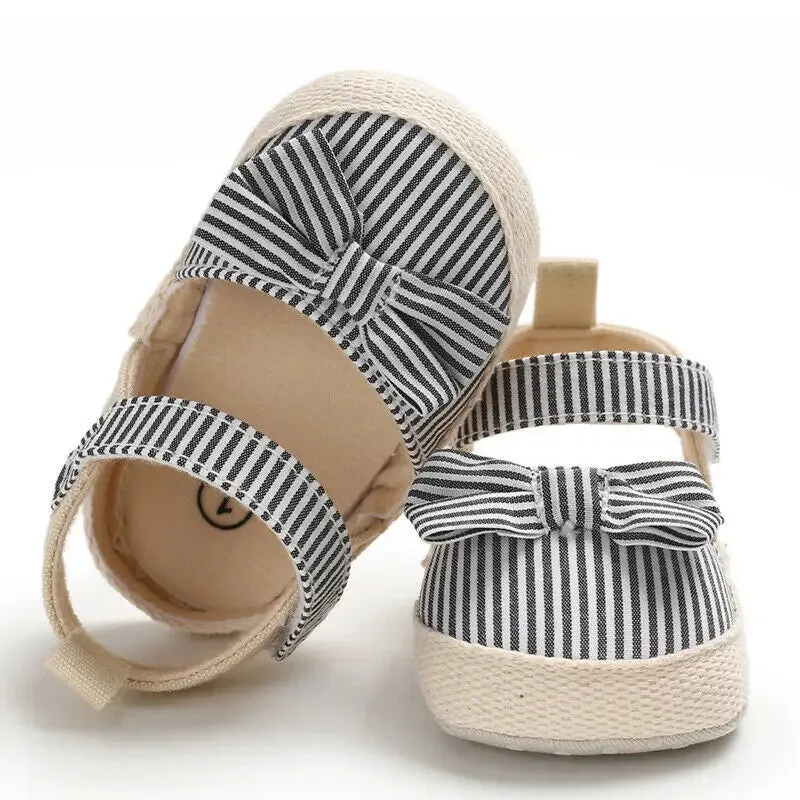Children Summer Shoes Newborn Infants Anti-slip Striped Bow Prewalker 0-18M