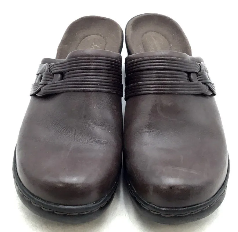 Clarks Women's Brown Leather Mule Shoes - Size 7M