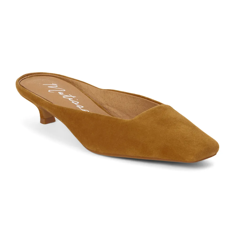 Classy Square Toe Slip On Kitten Heel Mules
