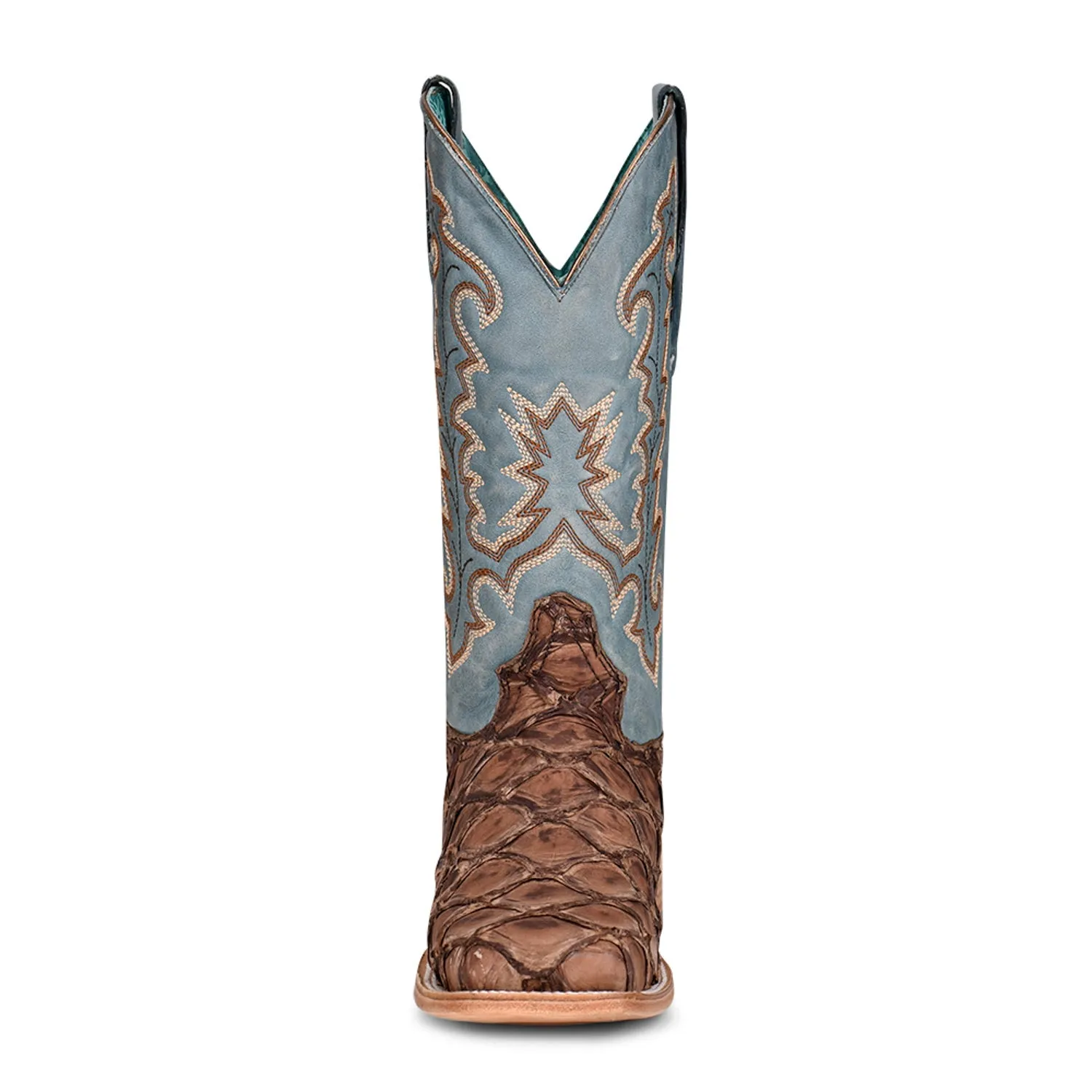 Corral Womens Pirarucu Cowboy Boots Leather Brown/Blue 7.5 M