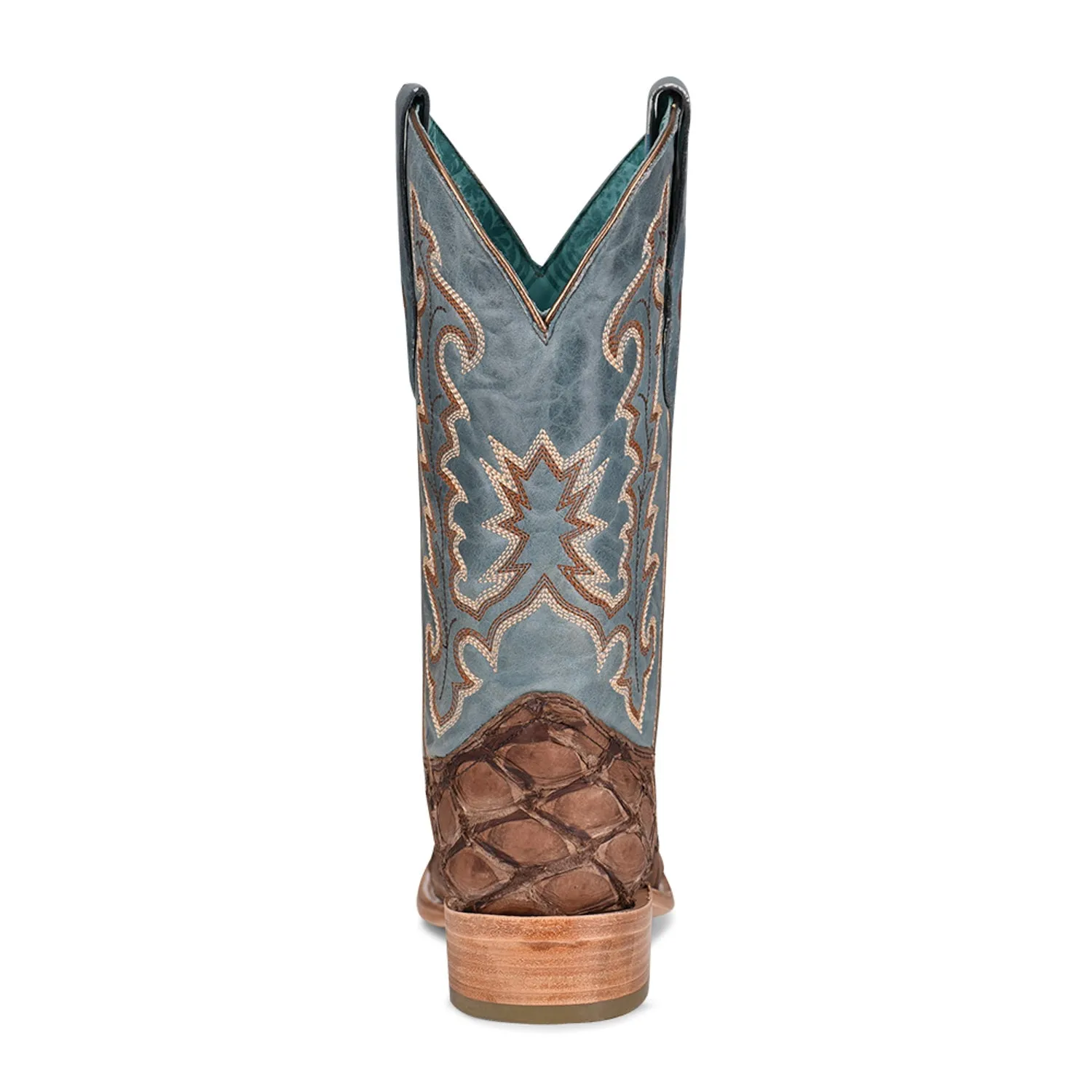 Corral Womens Pirarucu Cowboy Boots Leather Brown/Blue 7.5 M