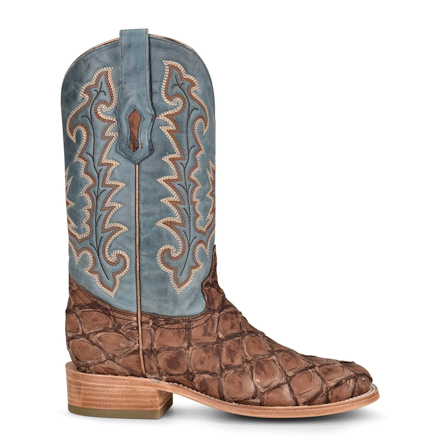 Corral Womens Pirarucu Cowboy Boots Leather Brown/Blue 7.5 M