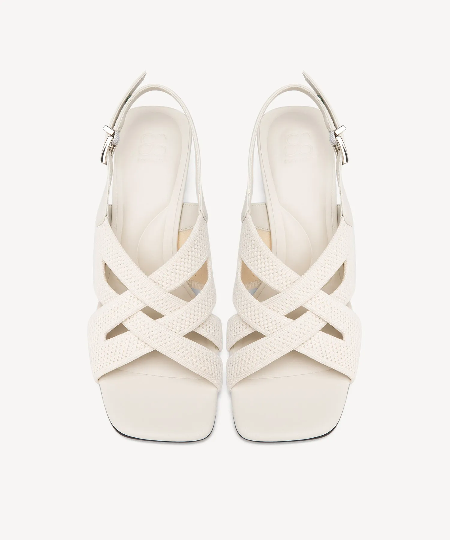 Criss Cross Strap Square Toe Heeled Sandals