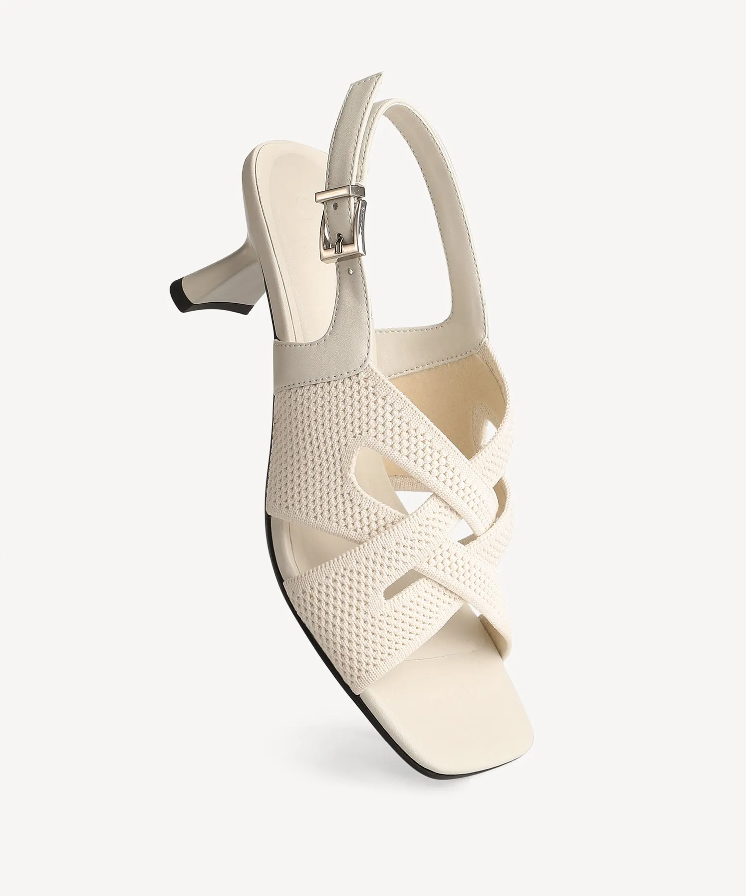 Criss Cross Strap Square Toe Heeled Sandals