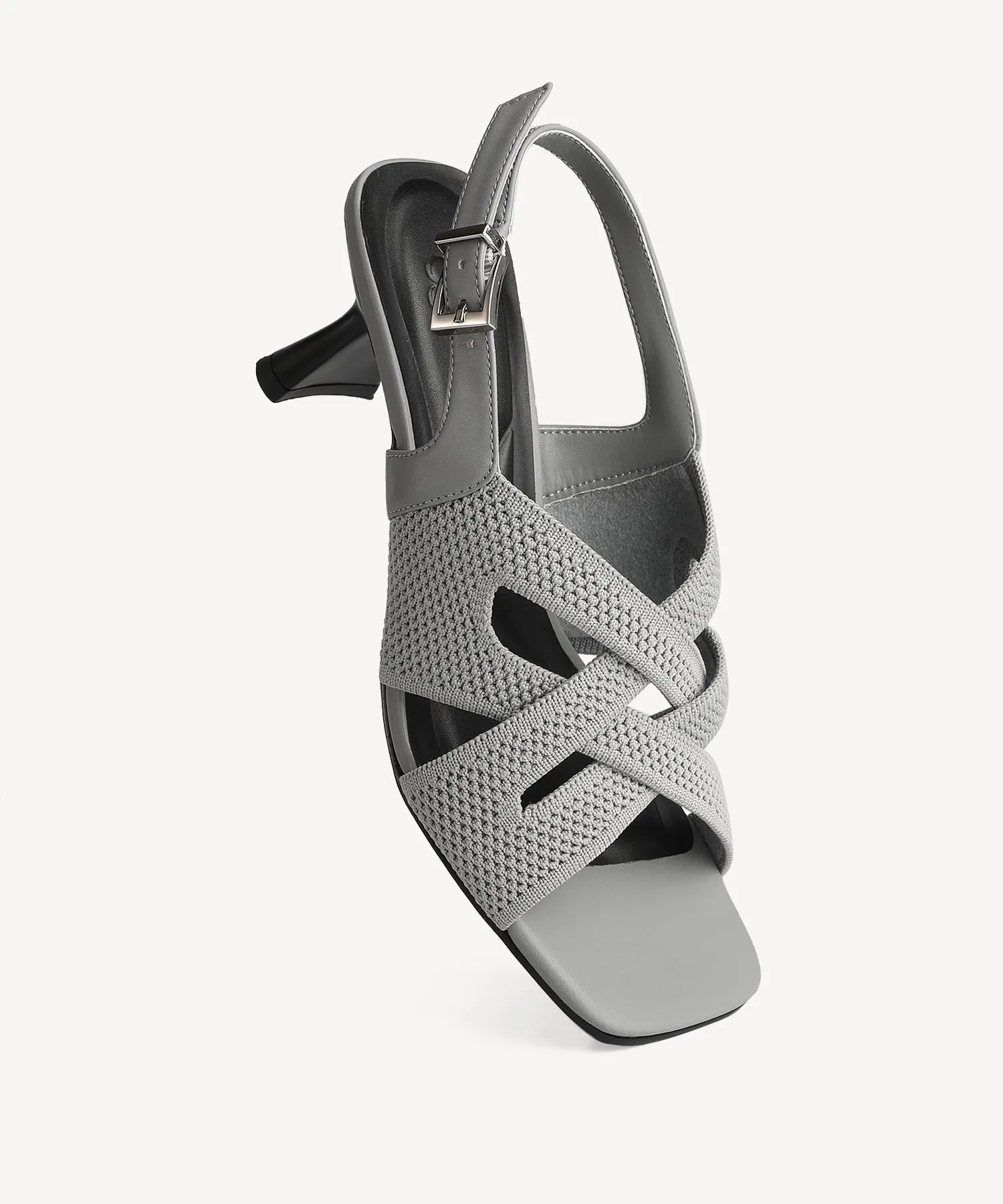 Criss Cross Strap Square Toe Heeled Sandals