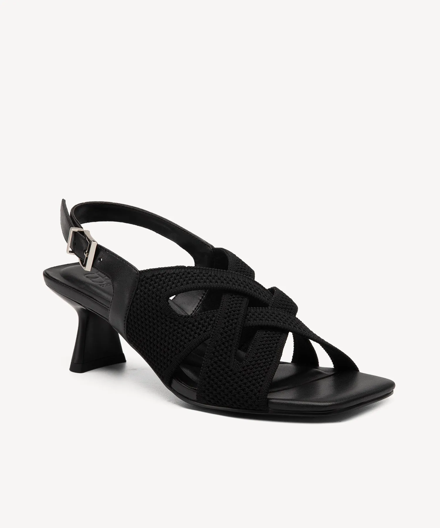 Criss Cross Strap Square Toe Heeled Sandals