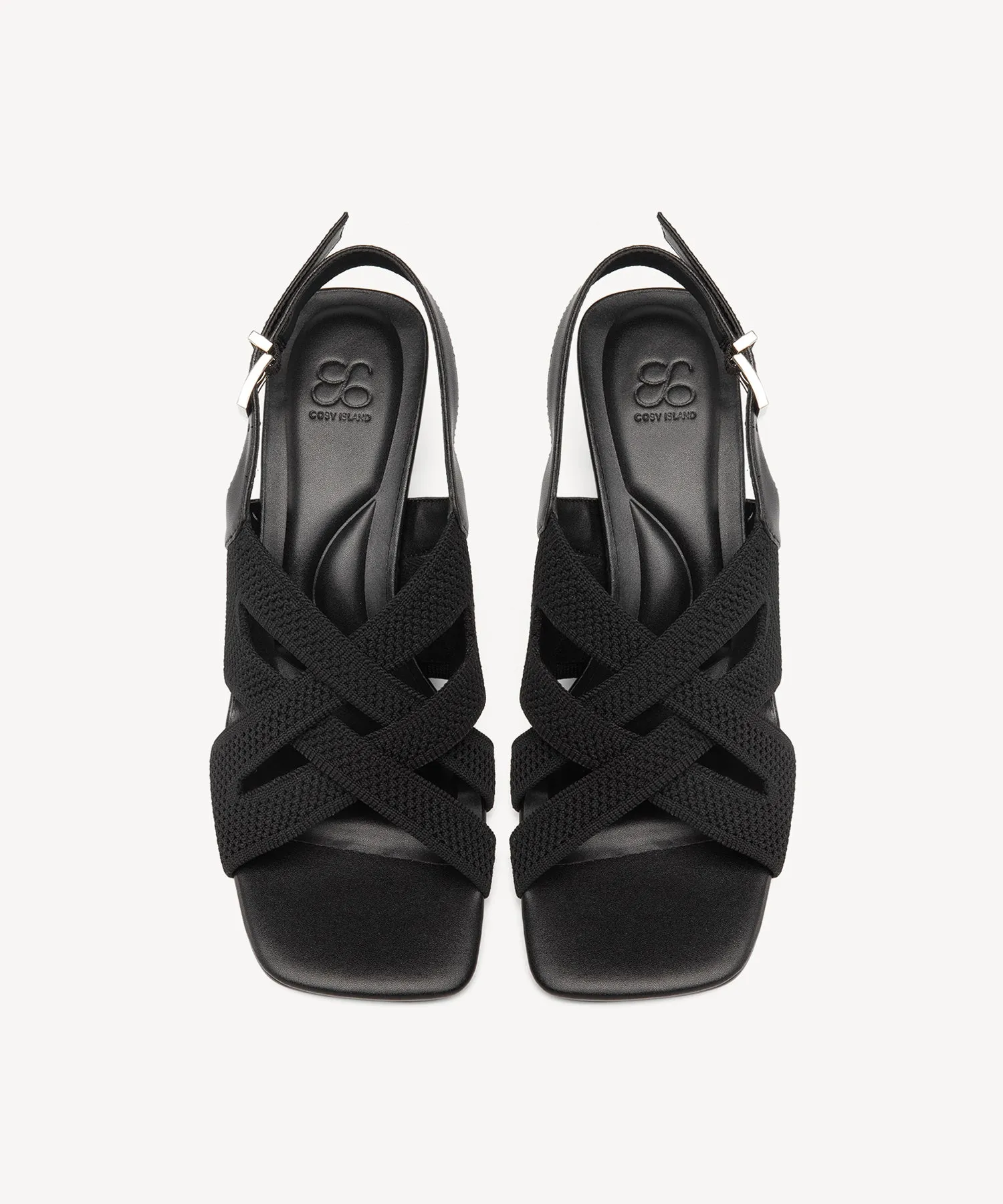 Criss Cross Strap Square Toe Heeled Sandals