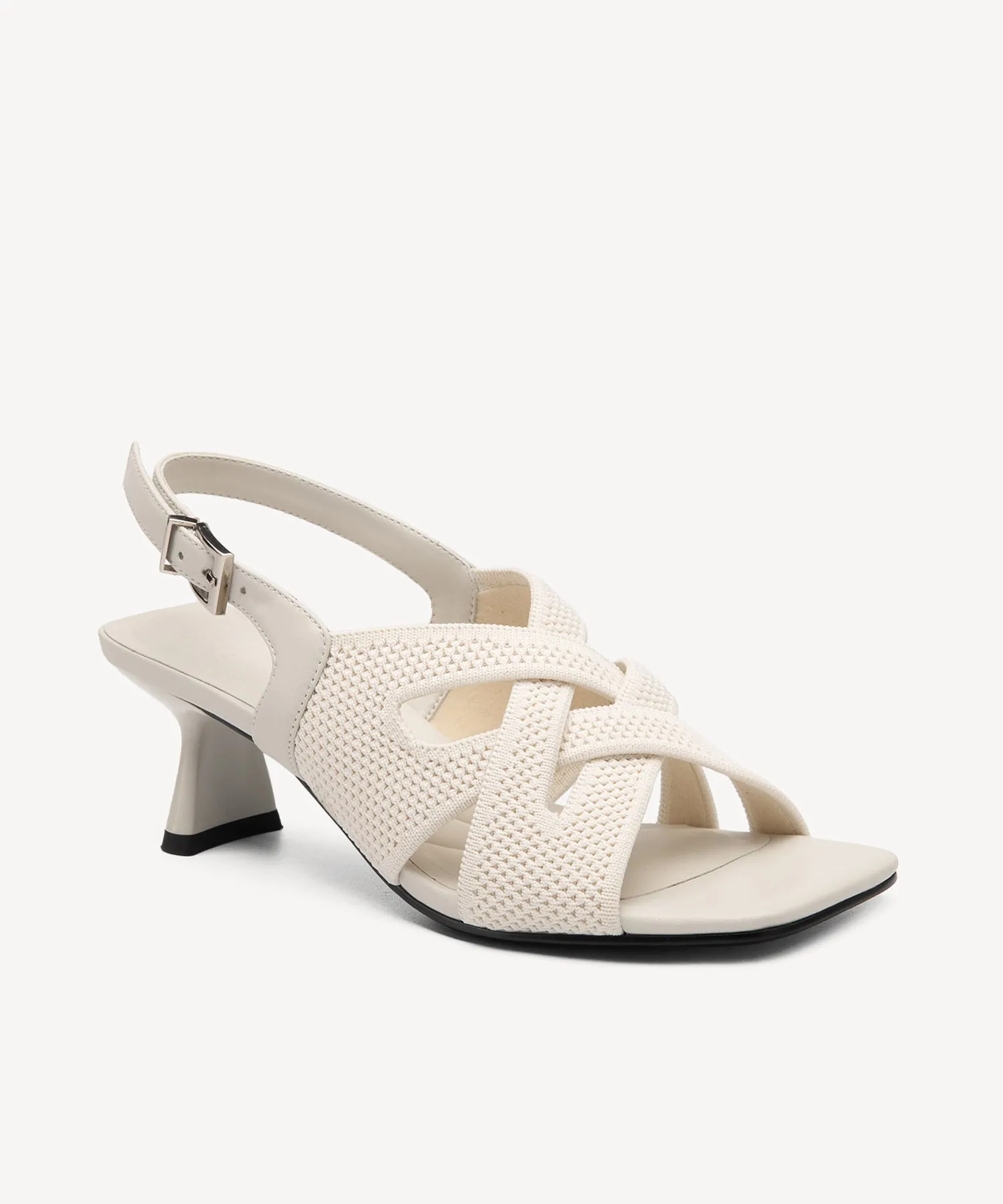 Criss Cross Strap Square Toe Heeled Sandals