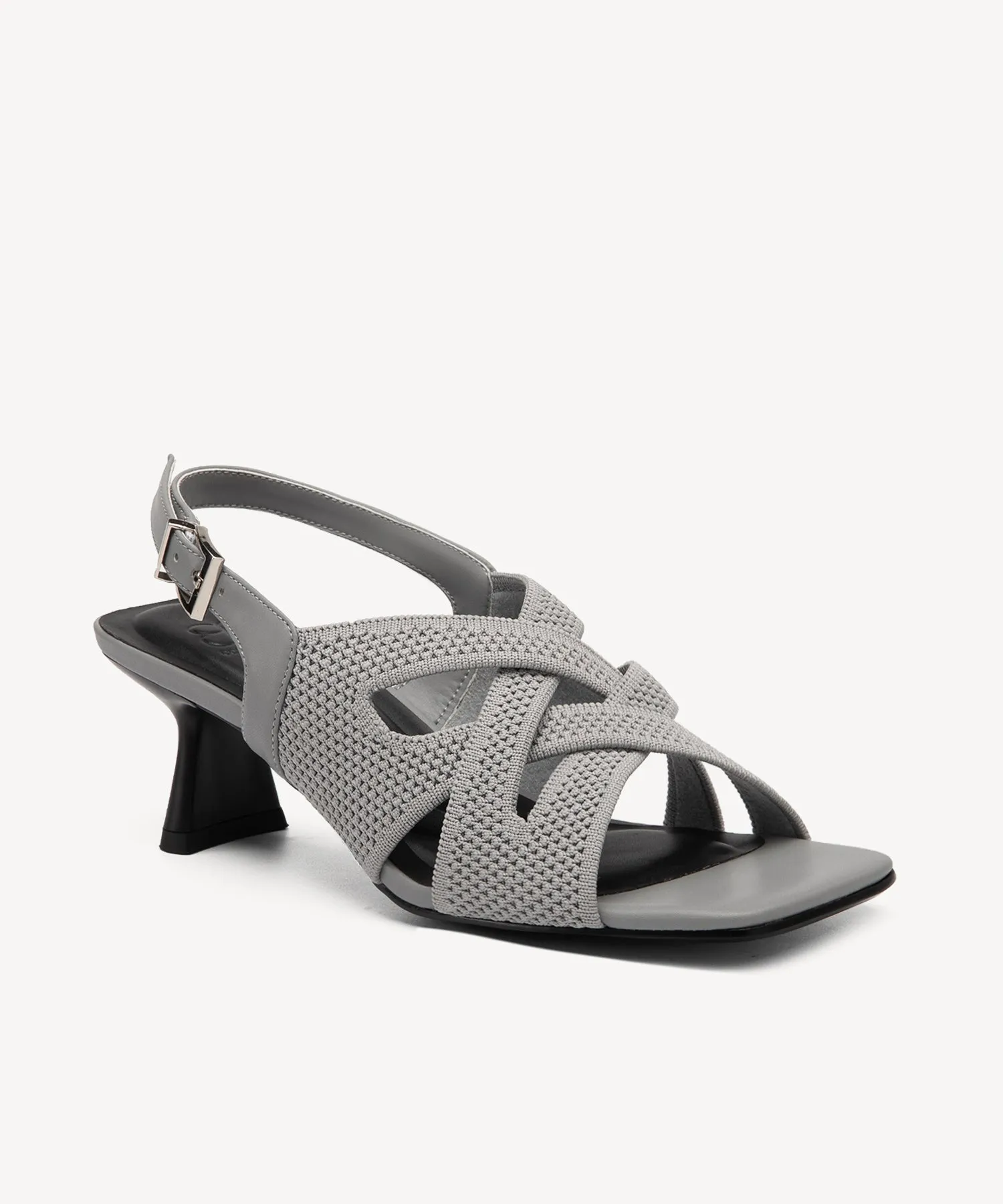 Criss Cross Strap Square Toe Heeled Sandals