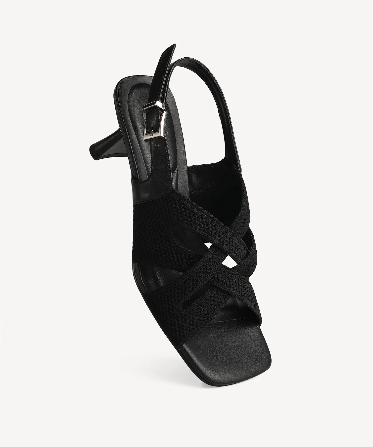 Criss Cross Strap Square Toe Heeled Sandals