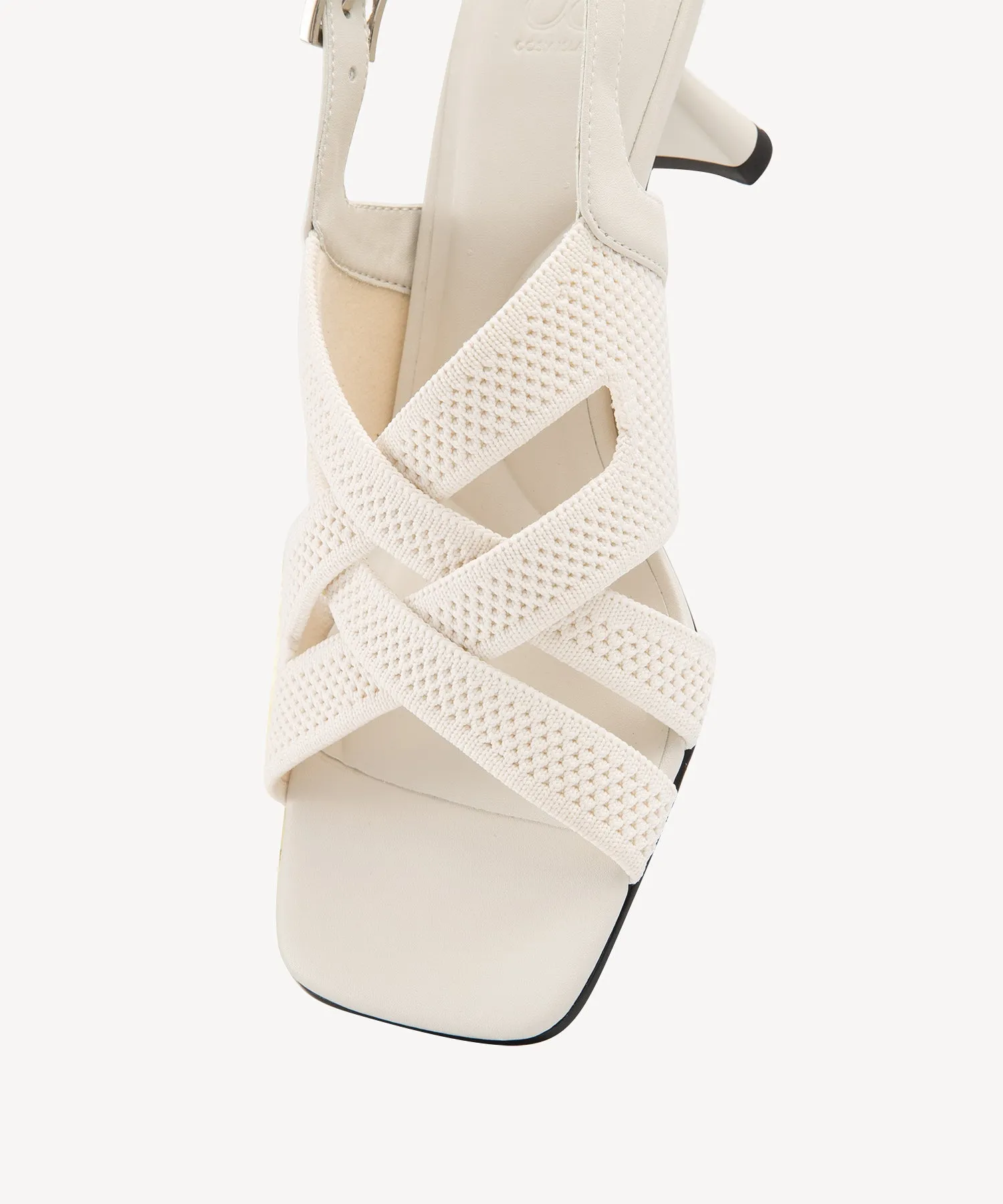 Criss Cross Strap Square Toe Heeled Sandals