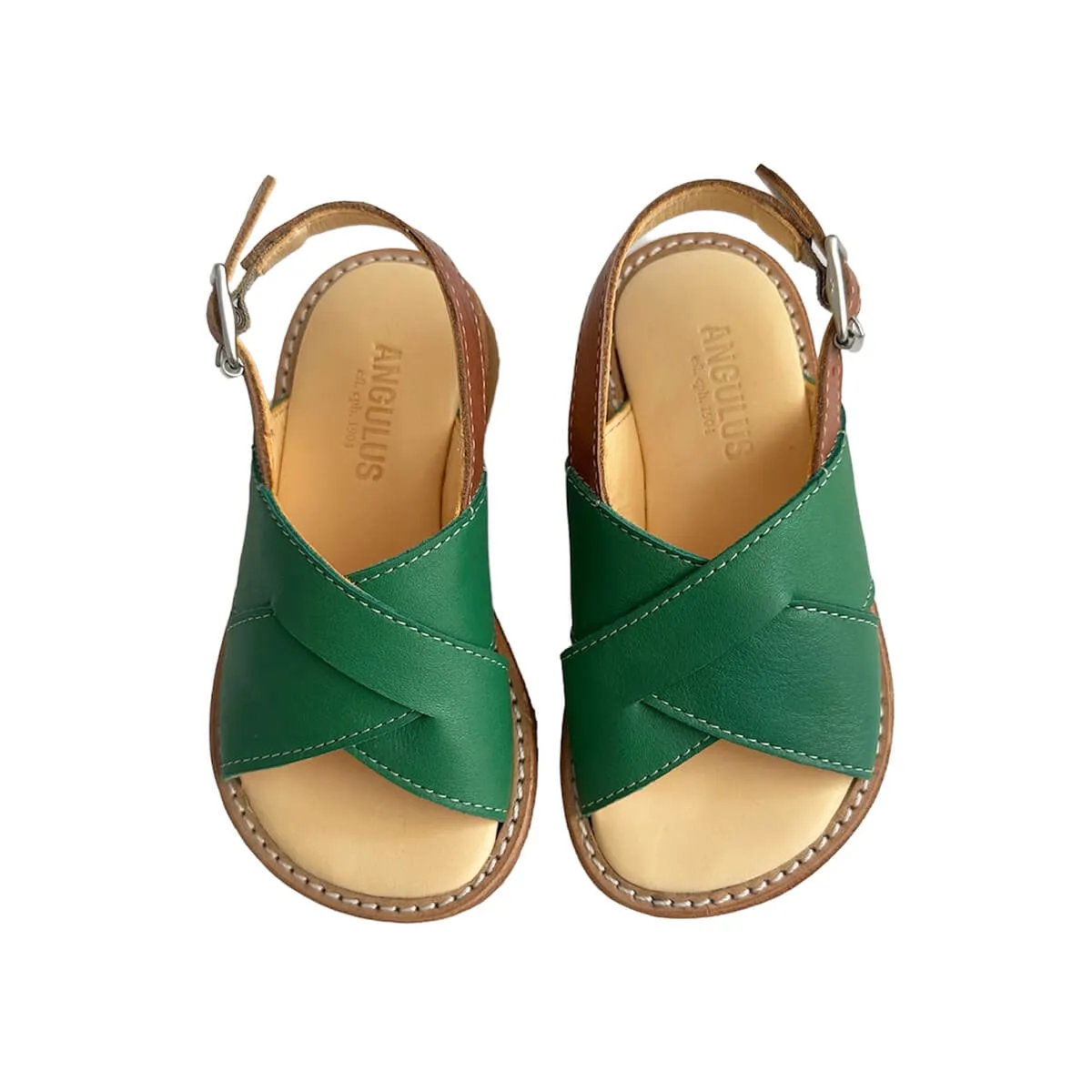 Cross Over Strap Sandals in Grass Green by Angulus