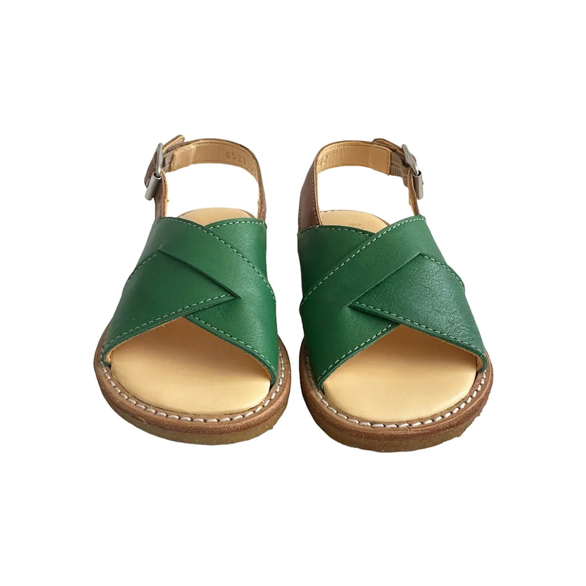 Cross Over Strap Sandals in Grass Green by Angulus