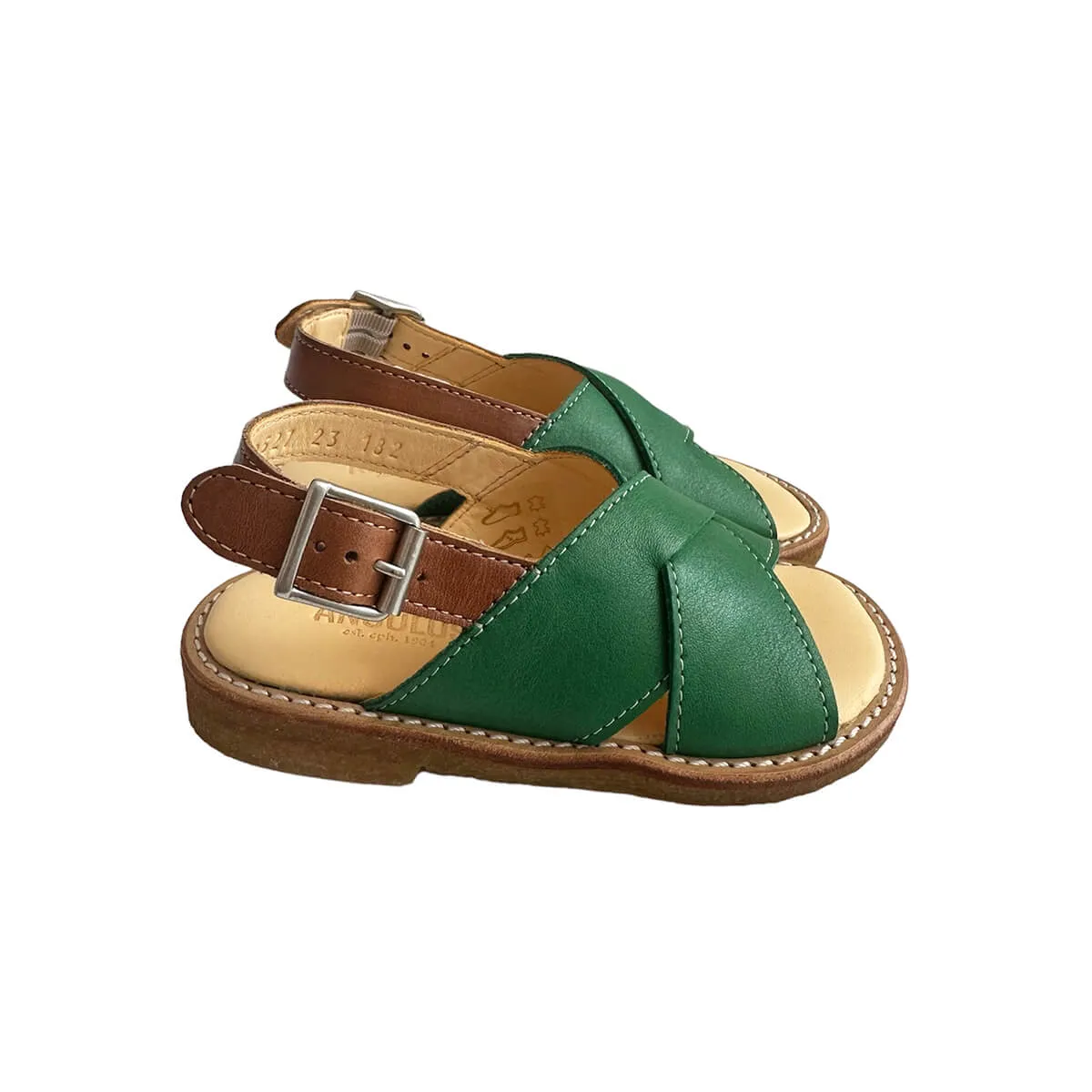 Cross Over Strap Sandals in Grass Green by Angulus