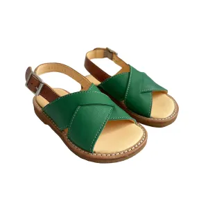Cross Over Strap Sandals in Grass Green by Angulus