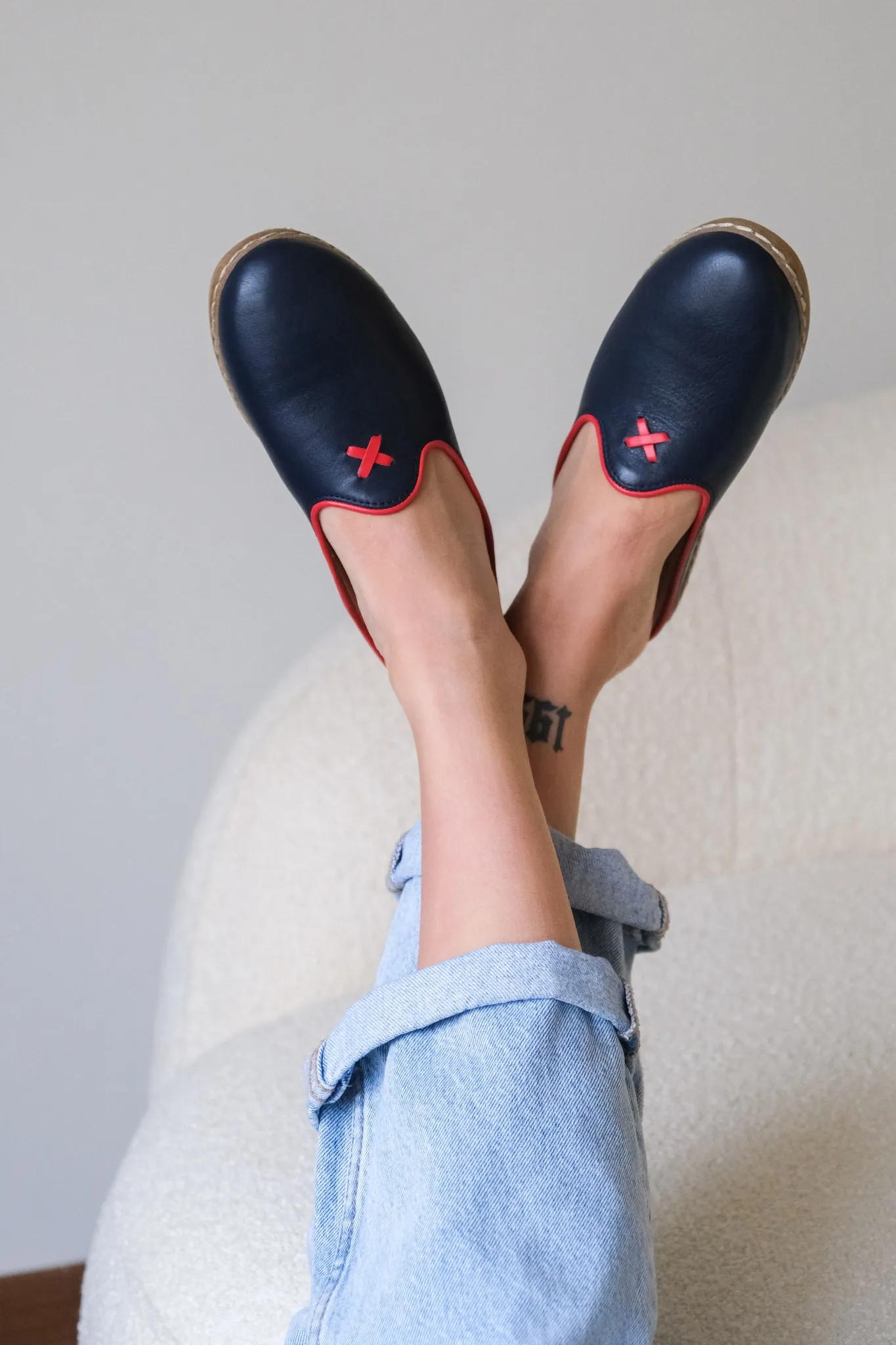 Dark Navy Mule Shoes