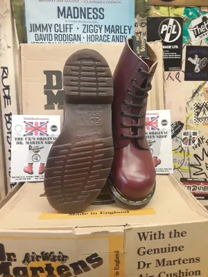 Dr Martens Made in England Cherry Haircell Steel Toe 7 Eyelet Boots Size 4 UK