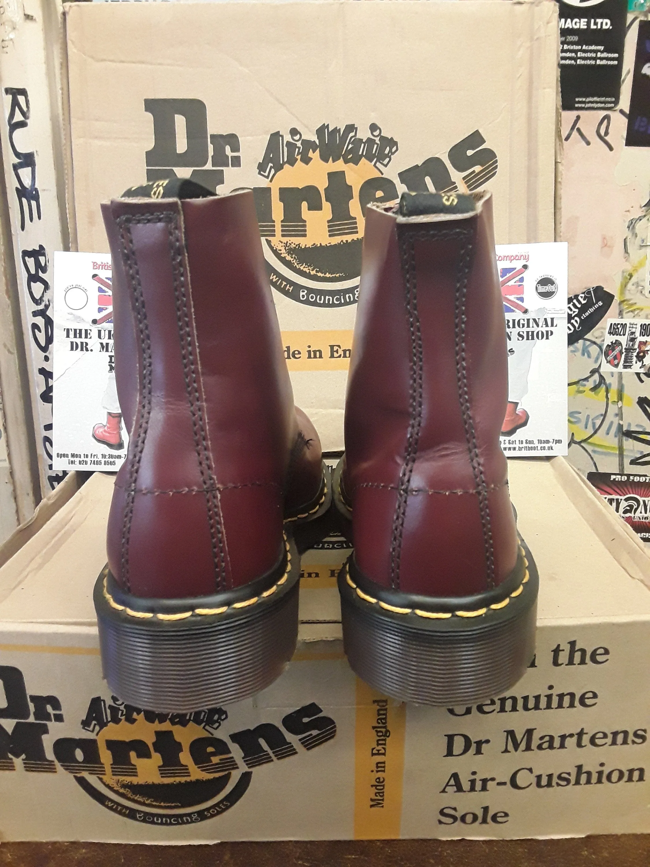 Dr Martens Made in England Cherry Haircell Steel Toe 7 Eyelet Boots Size 4 UK